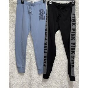 Victoria’s Secret PINK Joggers Lot of 2 Women’s Size Small Black Blue Y2K Preppy